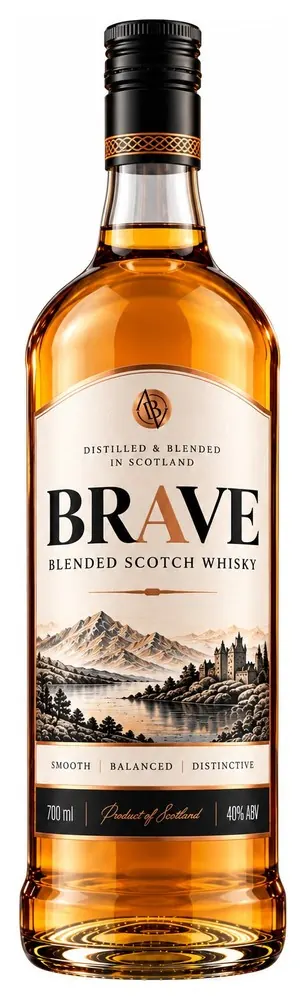 Brave blended Scotch whisky bottle